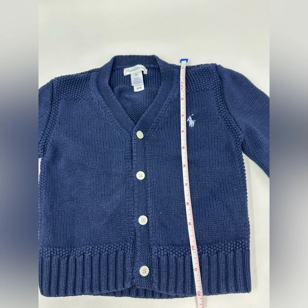 Ralph Lauren Navy‎ Blue V Neck Button Front Sweater Cardigan Boys Size 18M